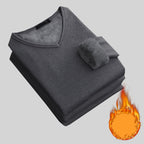 Mens Thickening Velvet Warm Tops, Winter Long Sleeved Thermal Underwear, Male V Neck Fashion Base Layer