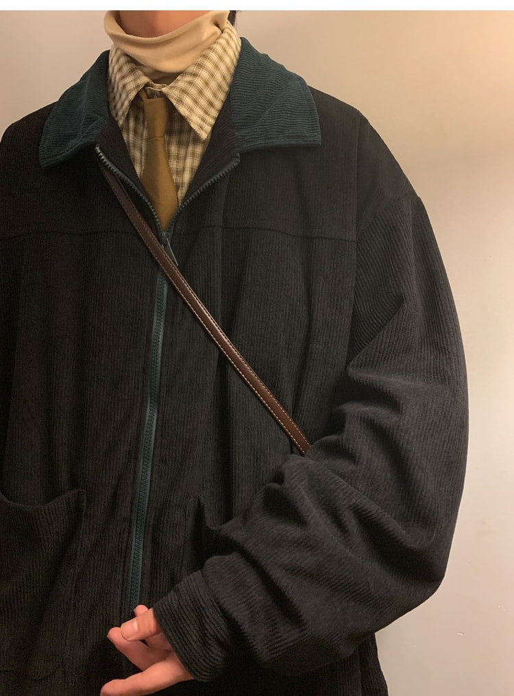 Vintage Cargo Mens Bomber Jacket Windbreaker Lightweight Retro Streetwear Outerwear