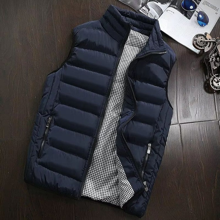 Men's Windproof Puffer Vest Warm Thickened Sleeveless Winter Jacket