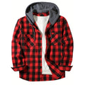 Classic Plaid Shirt for Men, Hooded Flannel Jacket, Casual Button Down with Long Sleeves and Double Pocket Spring Autumn