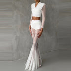 Aura High Waist Mesh Flare Pants – Elegant Sheer Wide Leg Trousers for Chic Summer Styling