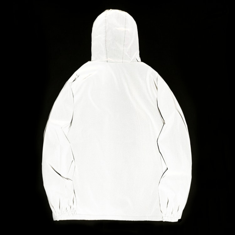 Mens Night Reflective Jackets with Hood, Double Fabric Hip Hop Windbreaker, Waterproof Zipper Coats & Stylish Outwear