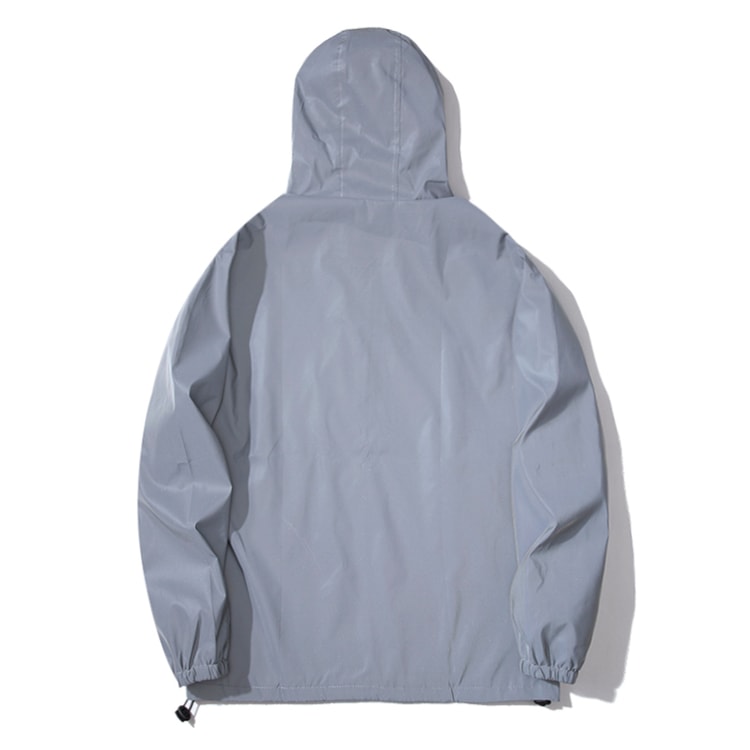 Mens Night Reflective Jackets with Hood, Double Fabric Hip Hop Windbreaker, Waterproof Zipper Coats & Stylish Outwear