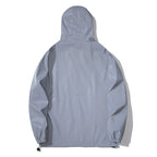 Mens Night Reflective Jackets with Hood, Double Fabric Hip Hop Windbreaker, Waterproof Zipper Coats & Stylish Outwear