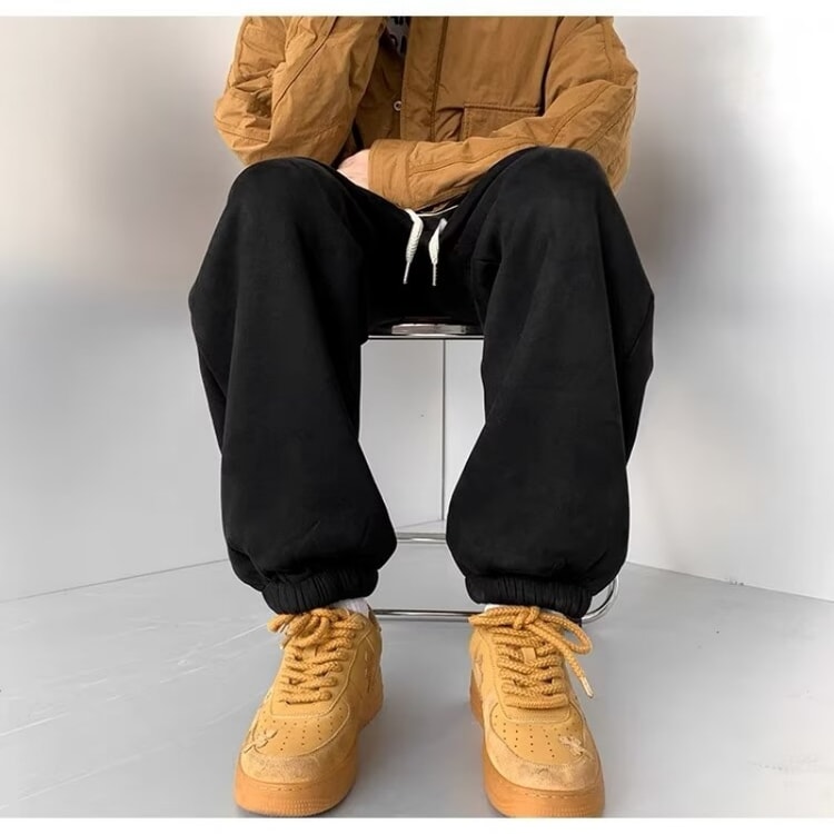 Men's Winter Ski Pants, Lamb Wool Insulation, Thickened Fleece Lining, Trendy Deer Pattern, Northeast Style Outerwear