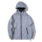 Mens Night Reflective Jackets with Hood, Double Fabric Hip Hop Windbreaker, Waterproof Zipper Coats & Stylish Outwear