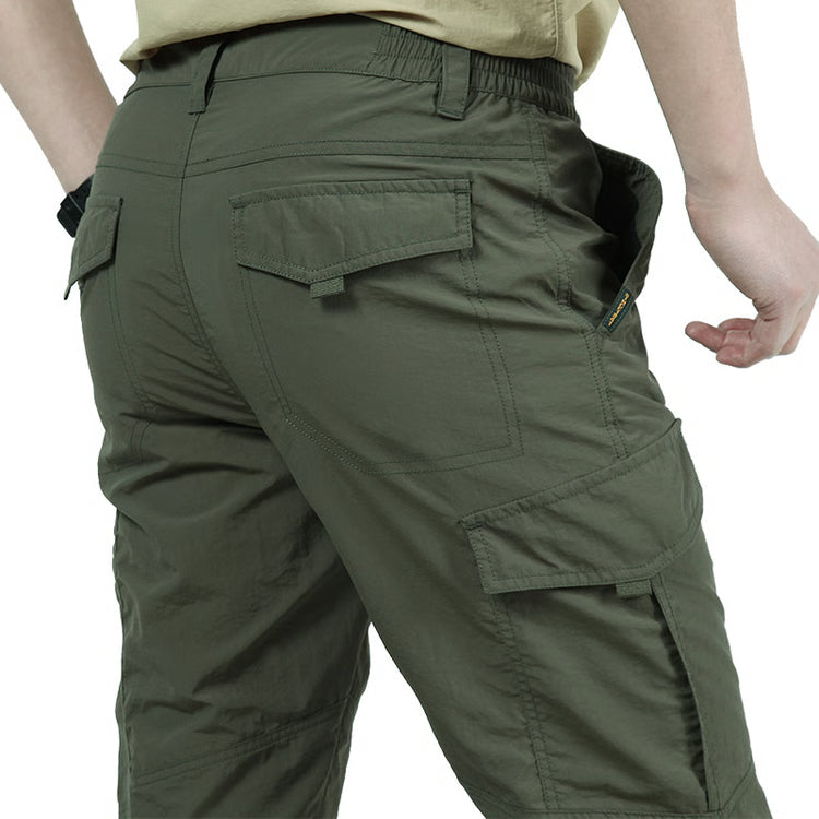 Men’s Lightweight Cargo Pants  Waterproof Multi-Pocket Outdoor Hiking Trousers