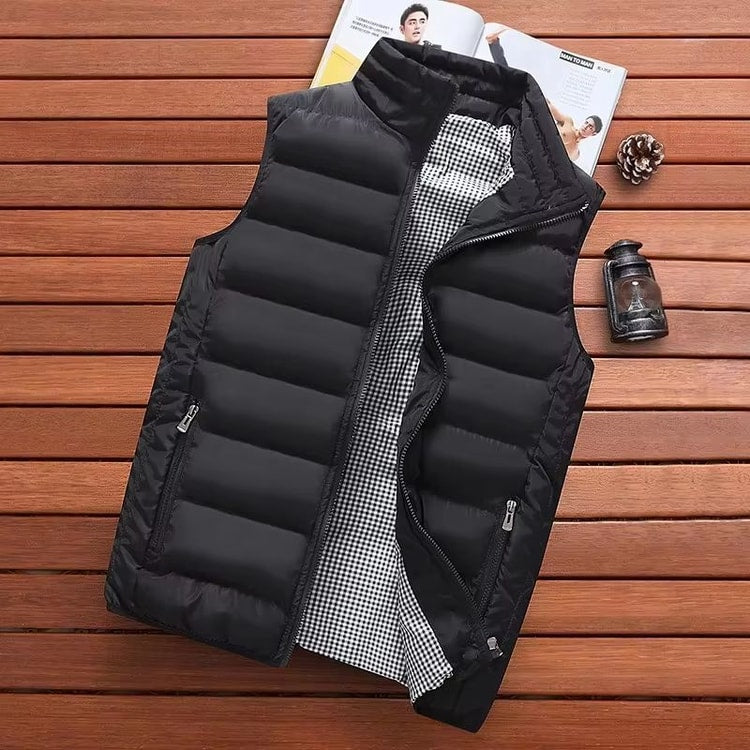Men's Windproof Puffer Vest Warm Thickened Sleeveless Winter Jacket