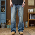 Streetwear Blue Flared Jeans Men Bootcut Denim Pants Full Length Bell-bottom Trousers American Style Male Fashion Fit