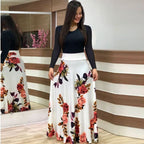 Long Dresses Autumn Flower Color Matching Dresses Women's Clothing