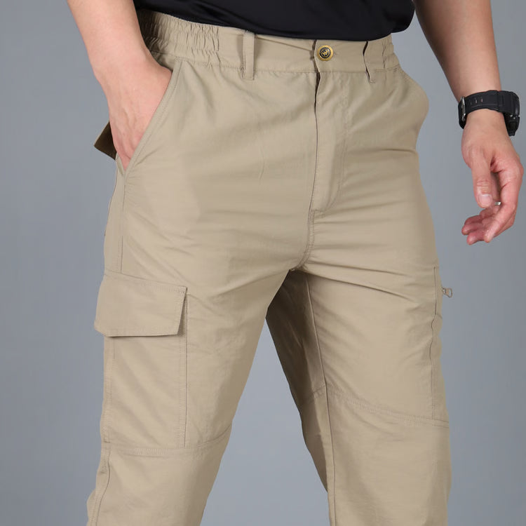 Men’s Lightweight Cargo Pants  Waterproof Multi-Pocket Outdoor Hiking Trousers