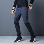 Men’s Casual Slim-Fit Pants – Straight Leg Elastic Waist Trousers