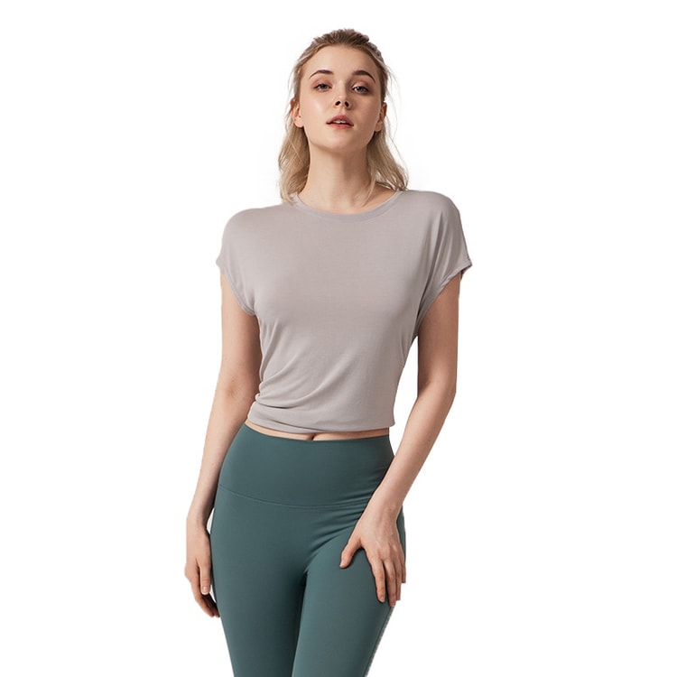 FlexFlow Open-Back Yoga Top for Women Loose Fit Workout Shirt & Gym Tee
