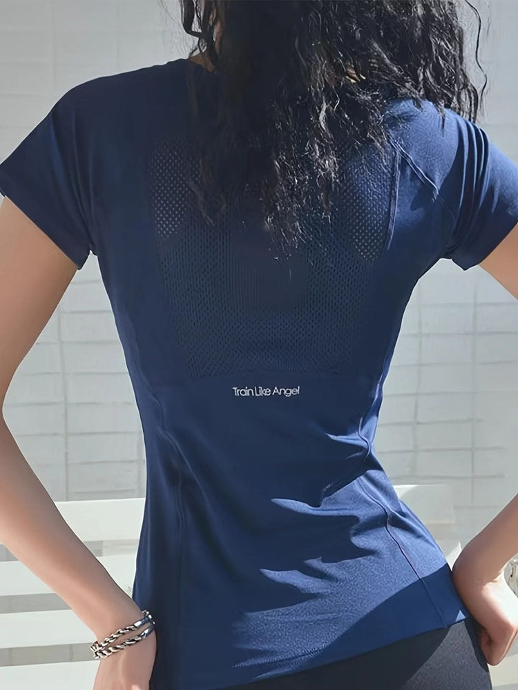 FlexGlow Womens Quick Dry Workout Tee – Breathable Backless Yoga and Running Top