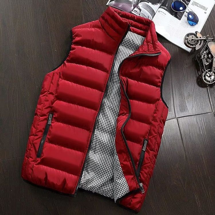 Men's Windproof Puffer Vest Warm Thickened Sleeveless Winter Jacket