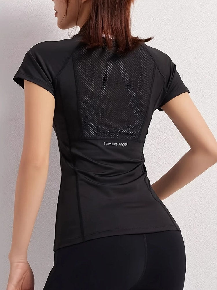 FlexGlow Womens Quick Dry Workout Tee – Breathable Backless Yoga and Running Top
