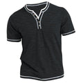 Mens New Cotton Small V-Neck Short Sleeve T-Shirts, Casual Henley Collar Slim Elastic Tops, Stylish Summer Bottoming