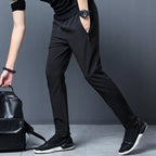 Men’s Casual Slim-Fit Pants – Straight Leg Elastic Waist Trousers